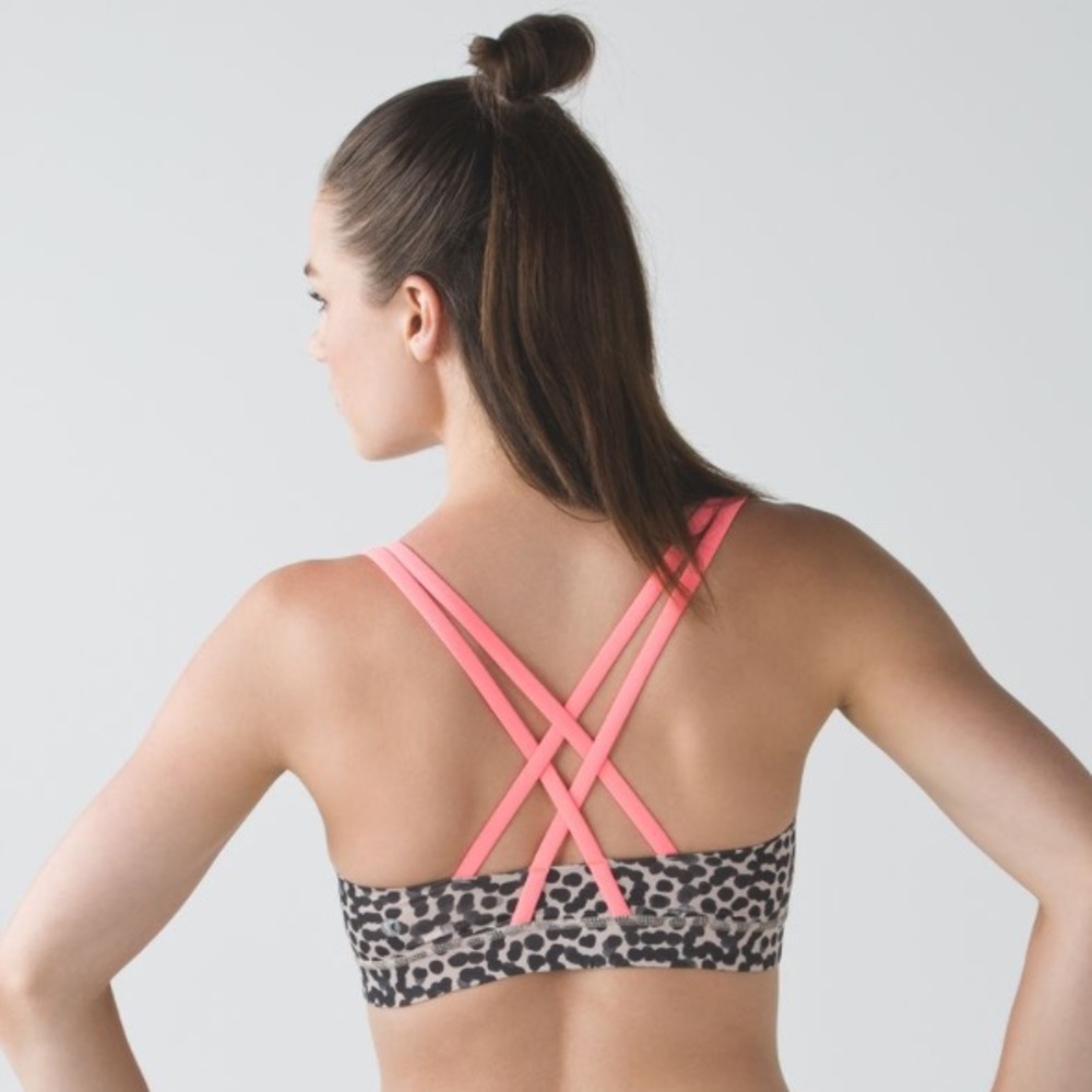 Lululemon Energy Bra Ace Spot Grain Black / Grapefruit Size 10